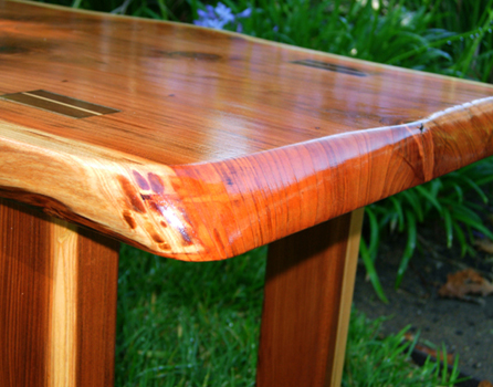Redwood Plank Table Detail